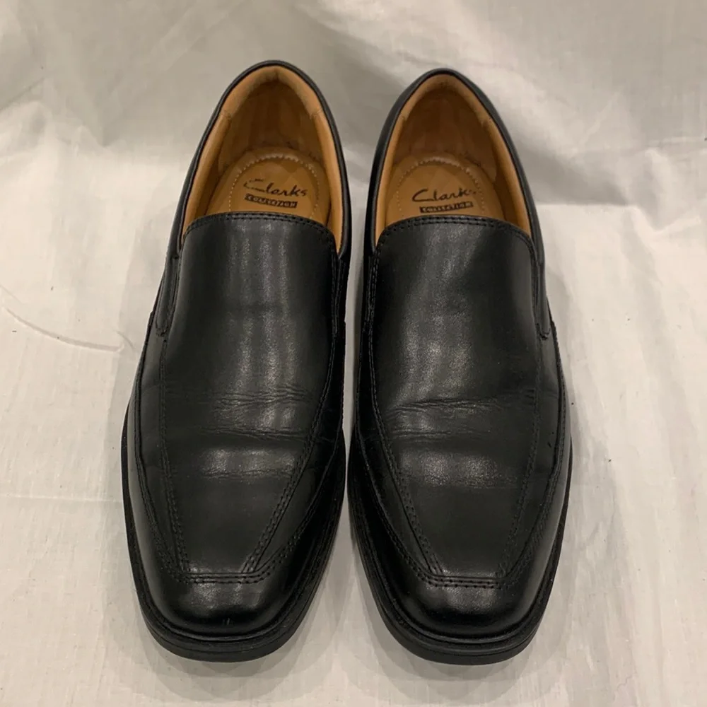 Clarks Ortholite Black Leather Loafer - Picture 1 of 8